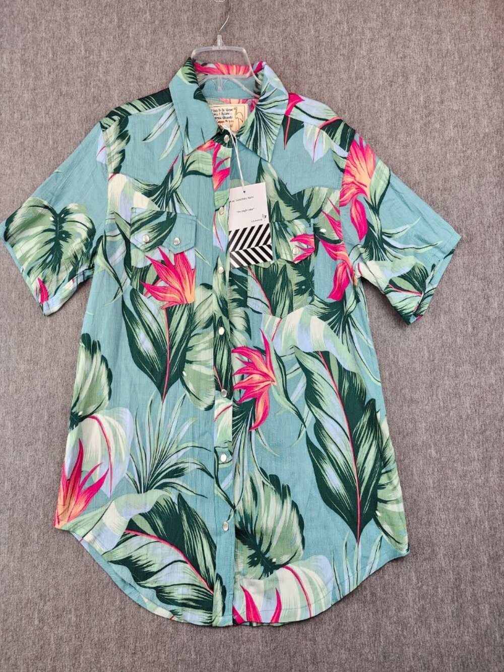 Sandrine Rose Size XS Pearl Snap Buttons Hawaiian Shirt Free People